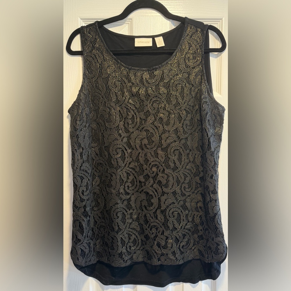 Chico's Elegant Black Lace Blouse